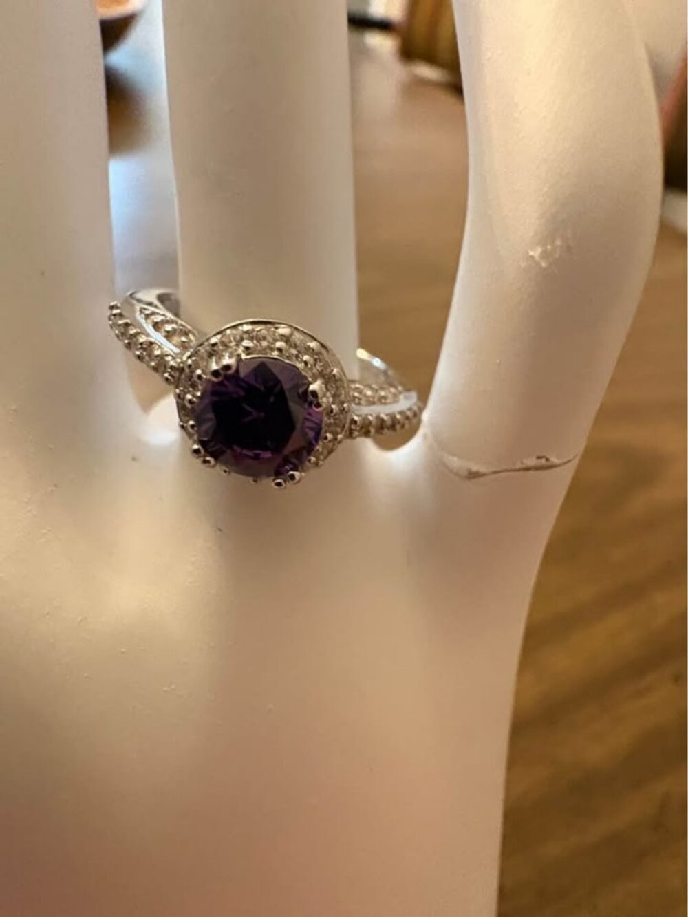 Purple Halo Ring Sterling 925